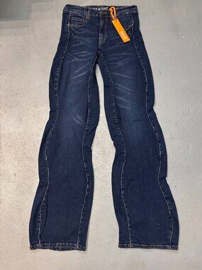 Taker Baggy Jeans Mens 29 X 38 Blue Curved Leg Seam Stacked Stretch New
